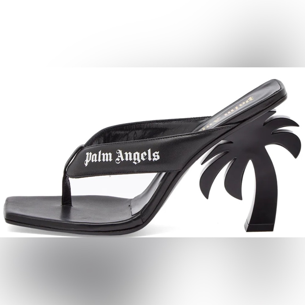NIB [Palm Angels] Palm Beach Sandal Heels In Black w/ White Women’s EU 38 / US 7 - Picture 2 of 16